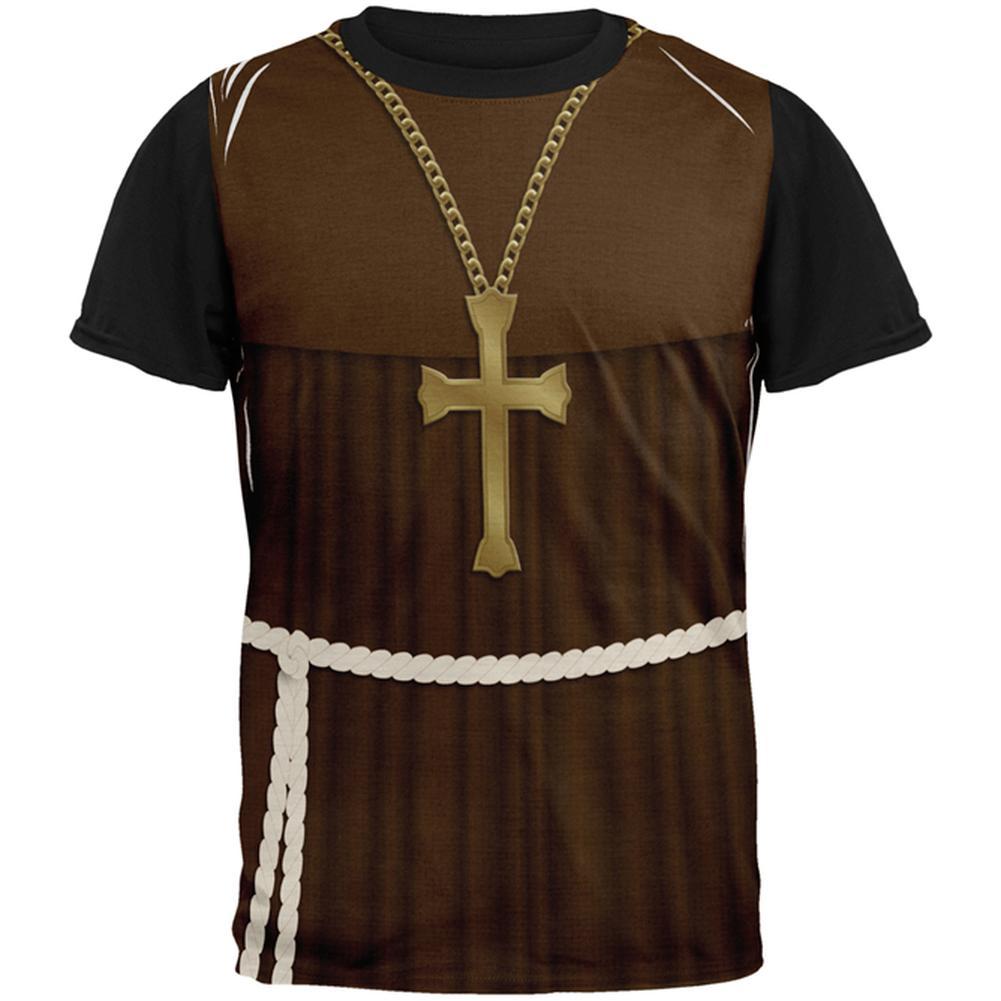 Halloween Edwardian Monk Costume All Over Mens Black Back T Shirt