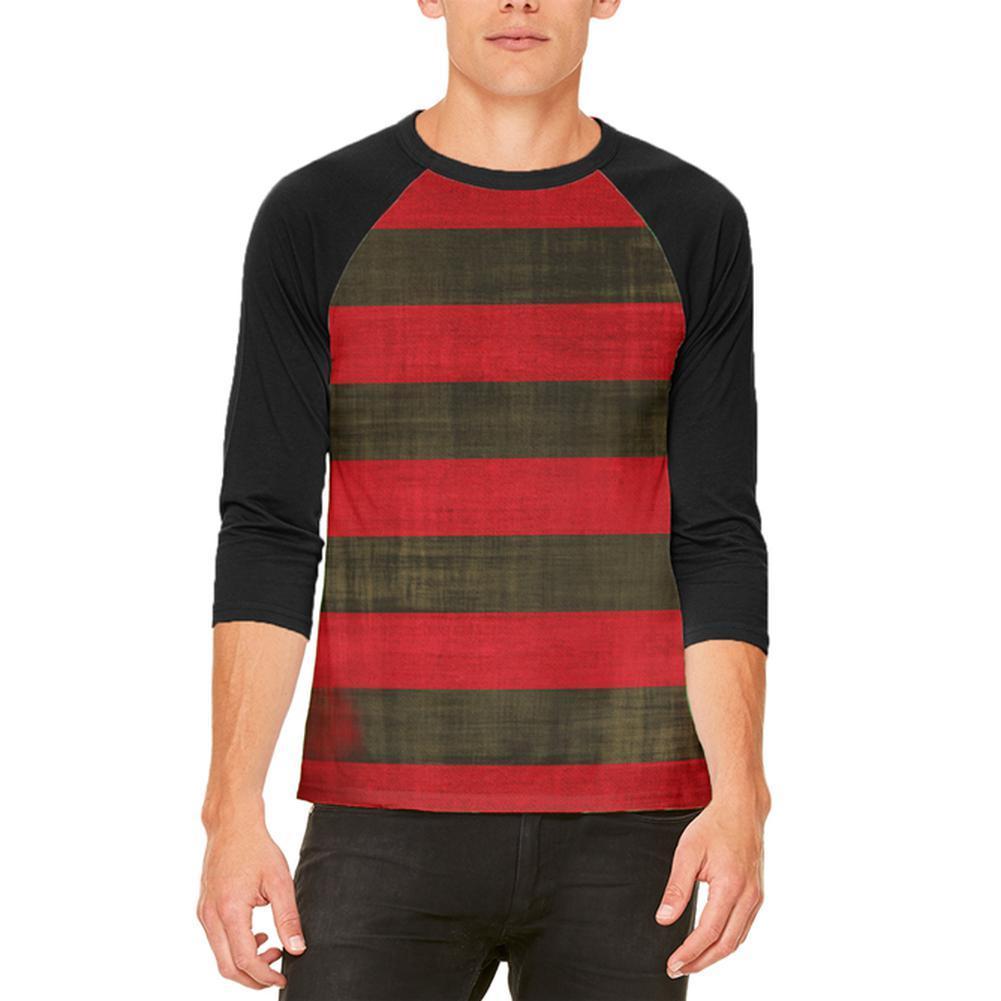 Halloween Striped and Bloody Nightmare Sweater Mens Raglan T Shirt