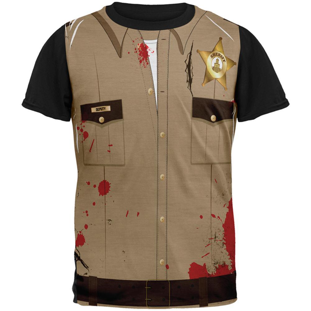 Halloween Zombie Grime Sheriff Walker All Over Mens Black Back T Shirt