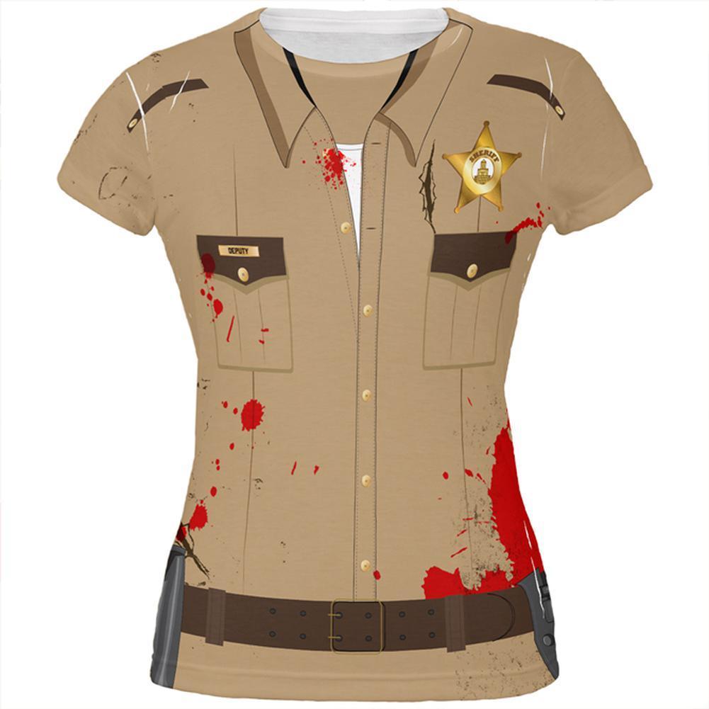 Halloween Zombie Grime Sheriff Walker All Over Juniors T Shirt