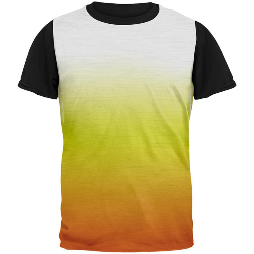 Halloween Candy Corn Ombre Costume All Over Mens Black Back T Shirt