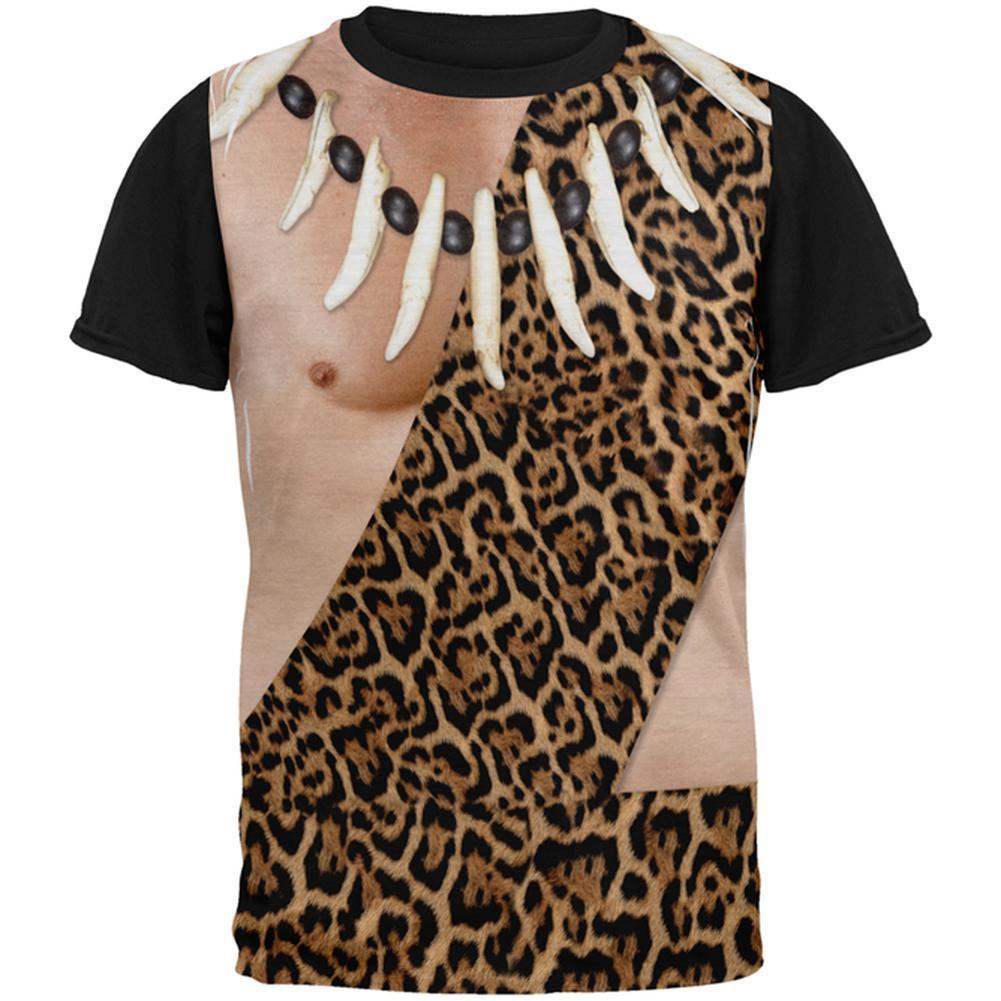 Halloween Caveman Costume FB All Over Mens Black Back T Shirt
