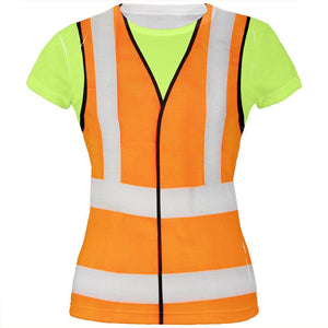 Halloween Road Worker Construction Vest Costume All Over Juniors T Shirt