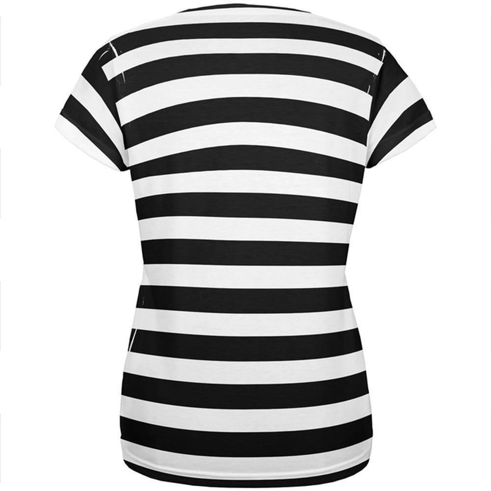 Halloween Prisoner Old Time Striped Costume All Over Womens T Shirt
