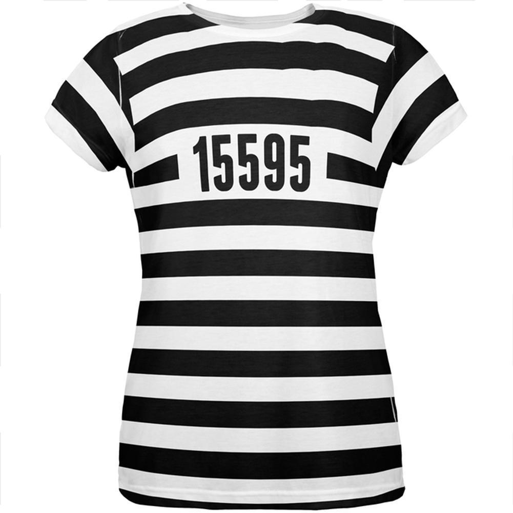 Halloween Prisoner Old Time Striped Costume All Over Womens T Shirt