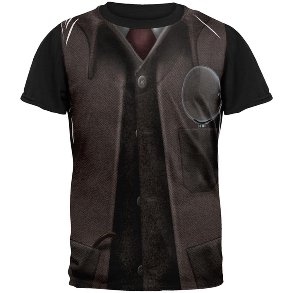 Halloween Sherlock Holmes Costume All Over Mens Black Back T Shirt