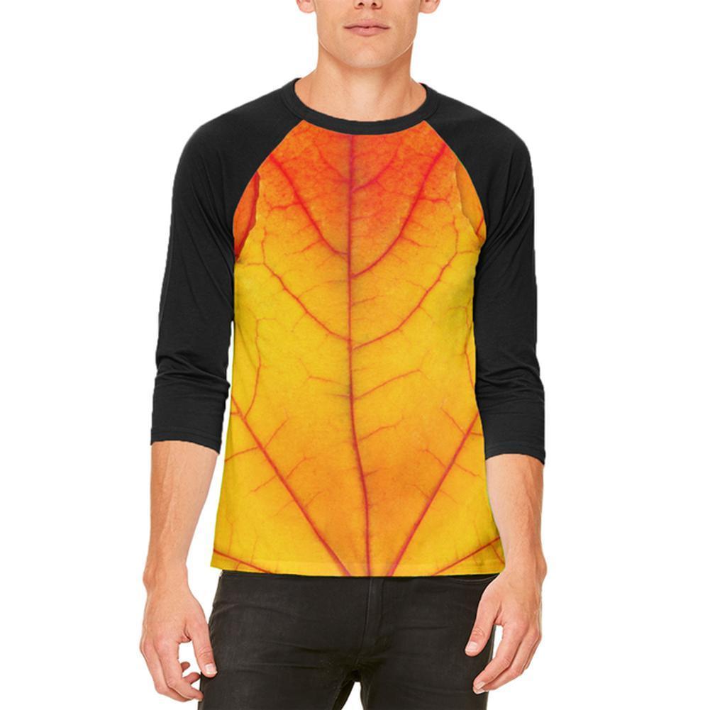 Halloween Autumn Fall Leaf Costume Mens Raglan T Shirt