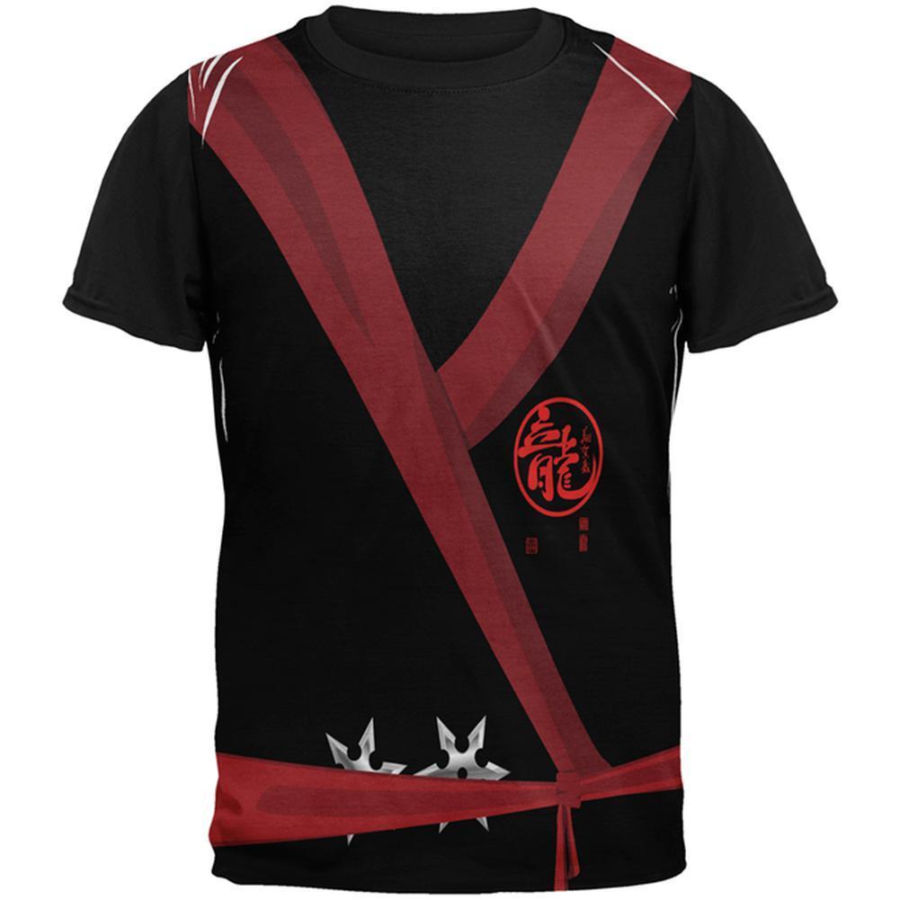 Halloween Evil Shadow Ninja Costume All Over Mens Black Back T Shirt
