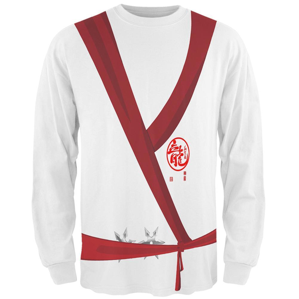 Halloween White Shadow Ninja Costume All Over Mens Long Sleeve T Shirt
