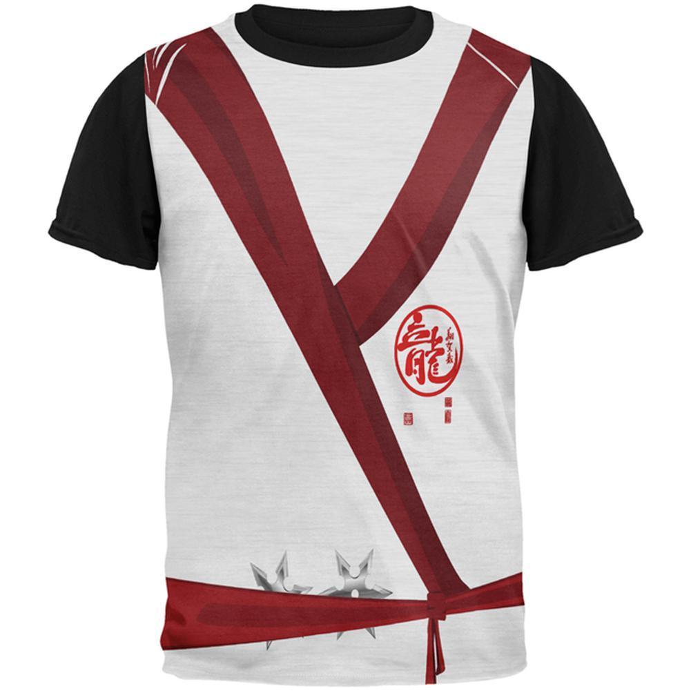 Halloween White Shadow Ninja Costume All Over Mens Black Back T Shirt