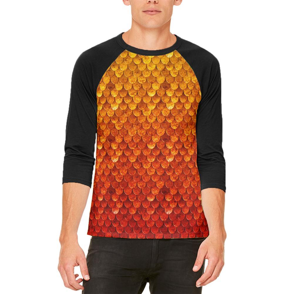 Halloween Red Fire Dragon Rider Armor Mens Raglan T Shirt