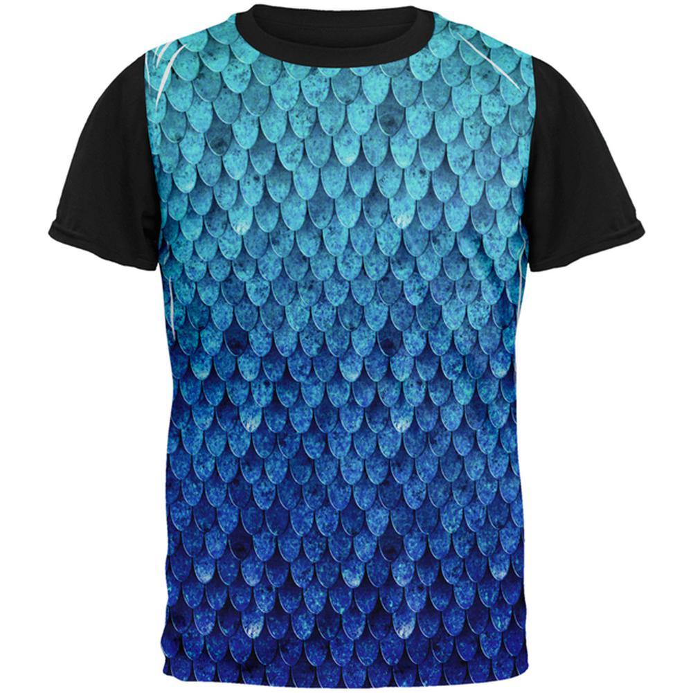 Halloween Blue Frost Dragon Rider Armor All Over Mens Black Back T Shirt