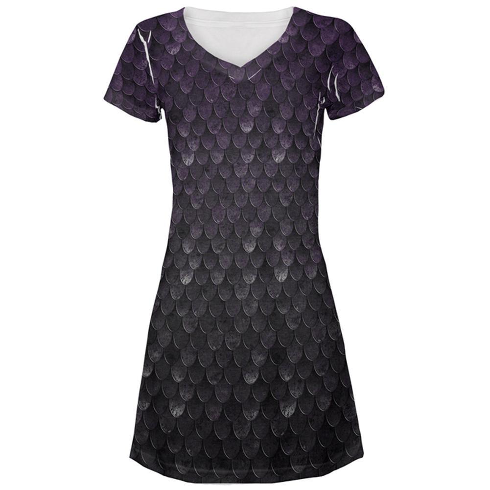 Halloween Dark Elf Shadow Scale Armor All Over Juniors Beach Cover-Up Dress