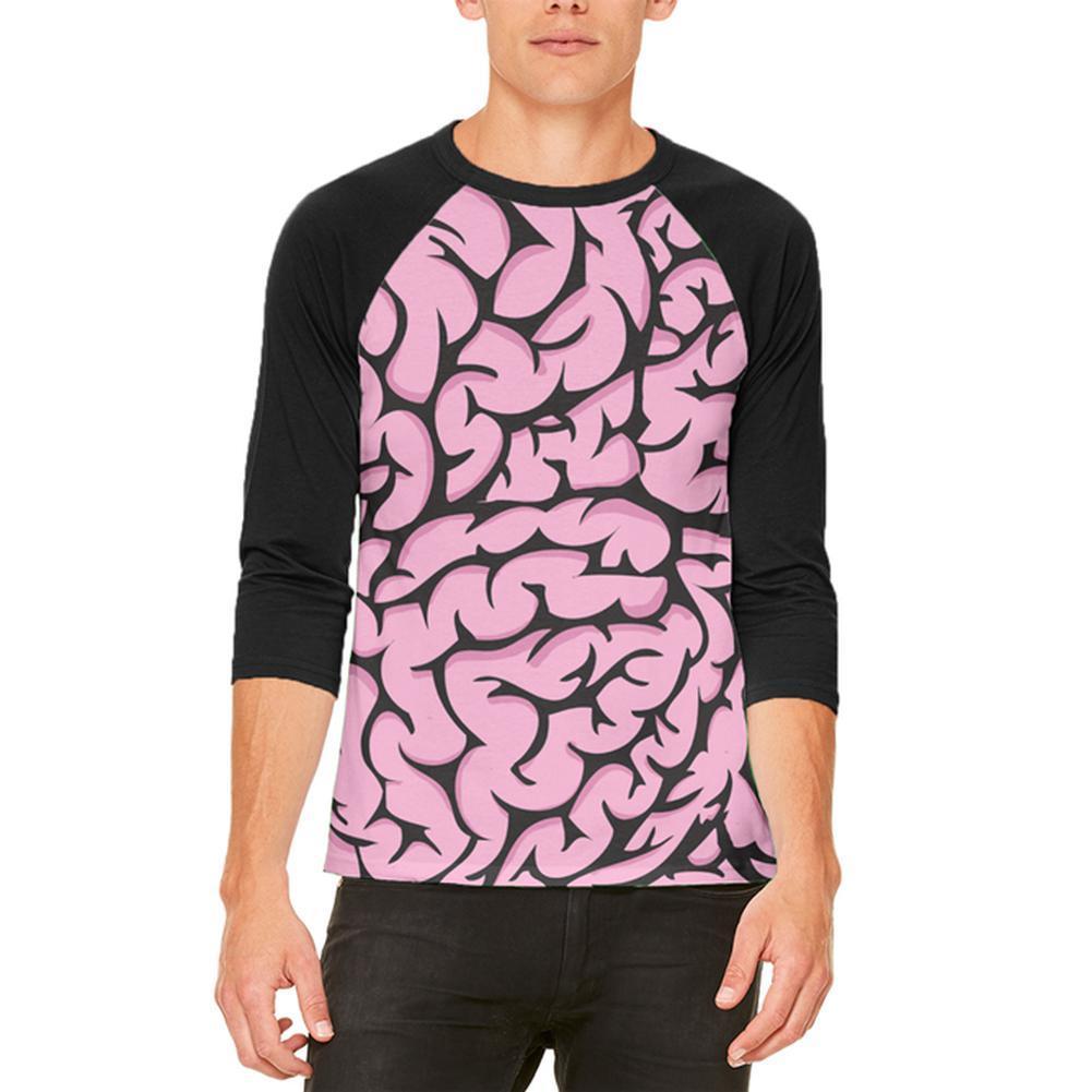Halloween Pink Brains Costume Mens Raglan T Shirt