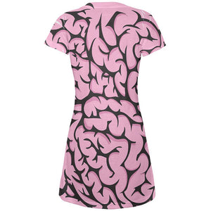 Halloween Pink Brains Costume All Over Juniors Beach Cover-Up Dress