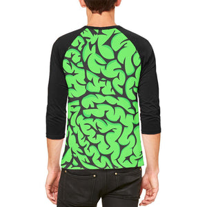 Halloween Green Zombie Brains Costume Mens Raglan T Shirt