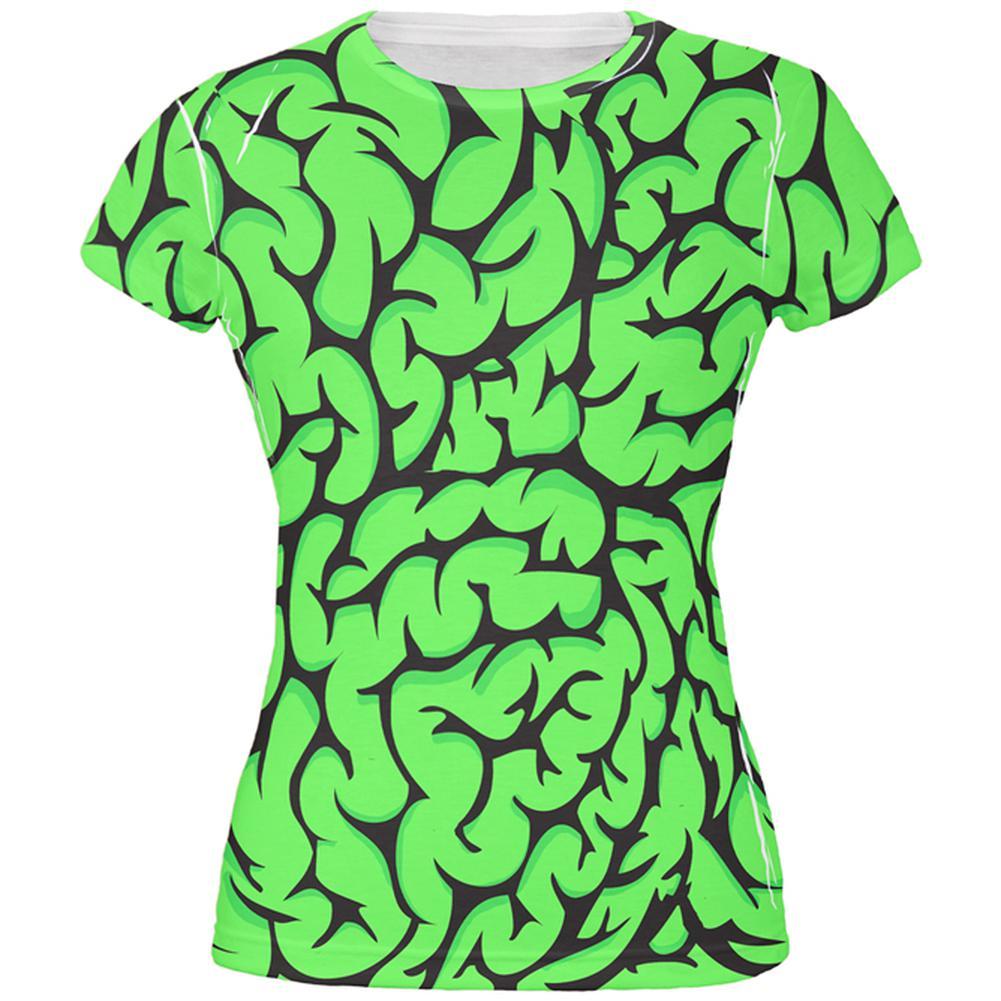 Halloween Green Zombie Brains Costume All Over Juniors T Shirt
