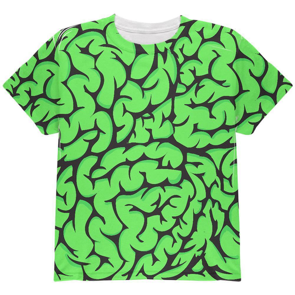Halloween Green Zombie Brains Costume All Over Youth T Shirt