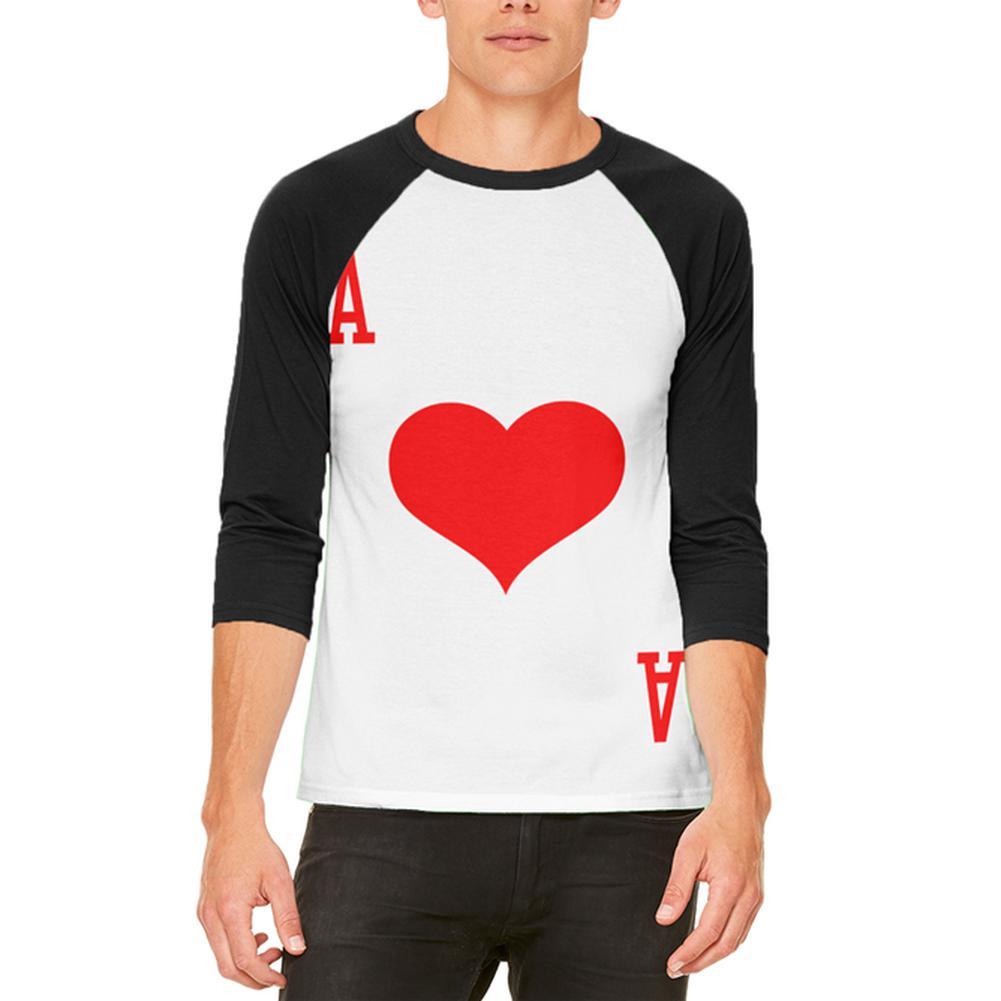 Halloween Ace of Hearts Card Soldier Costume Mens Raglan T Shirt
