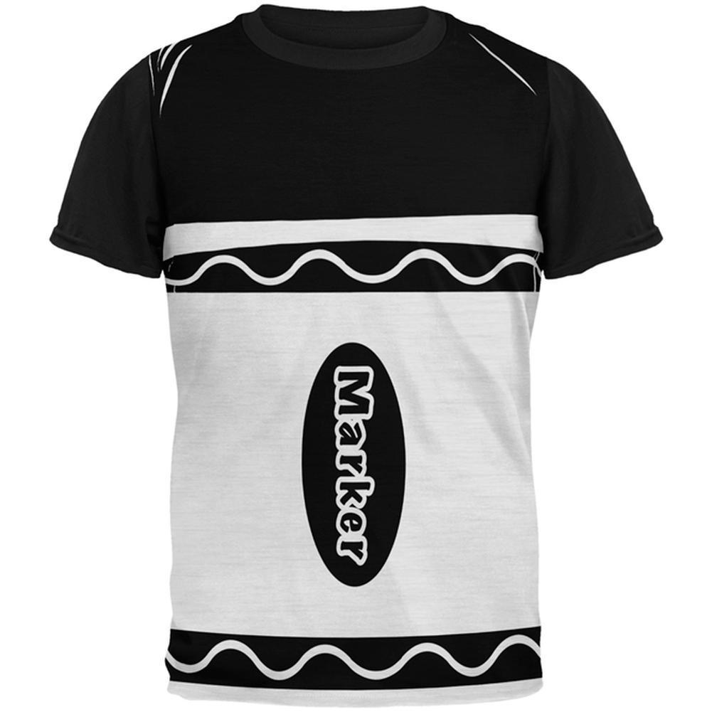 Halloween Marker Costume Black All Over Mens Black Back T Shirt