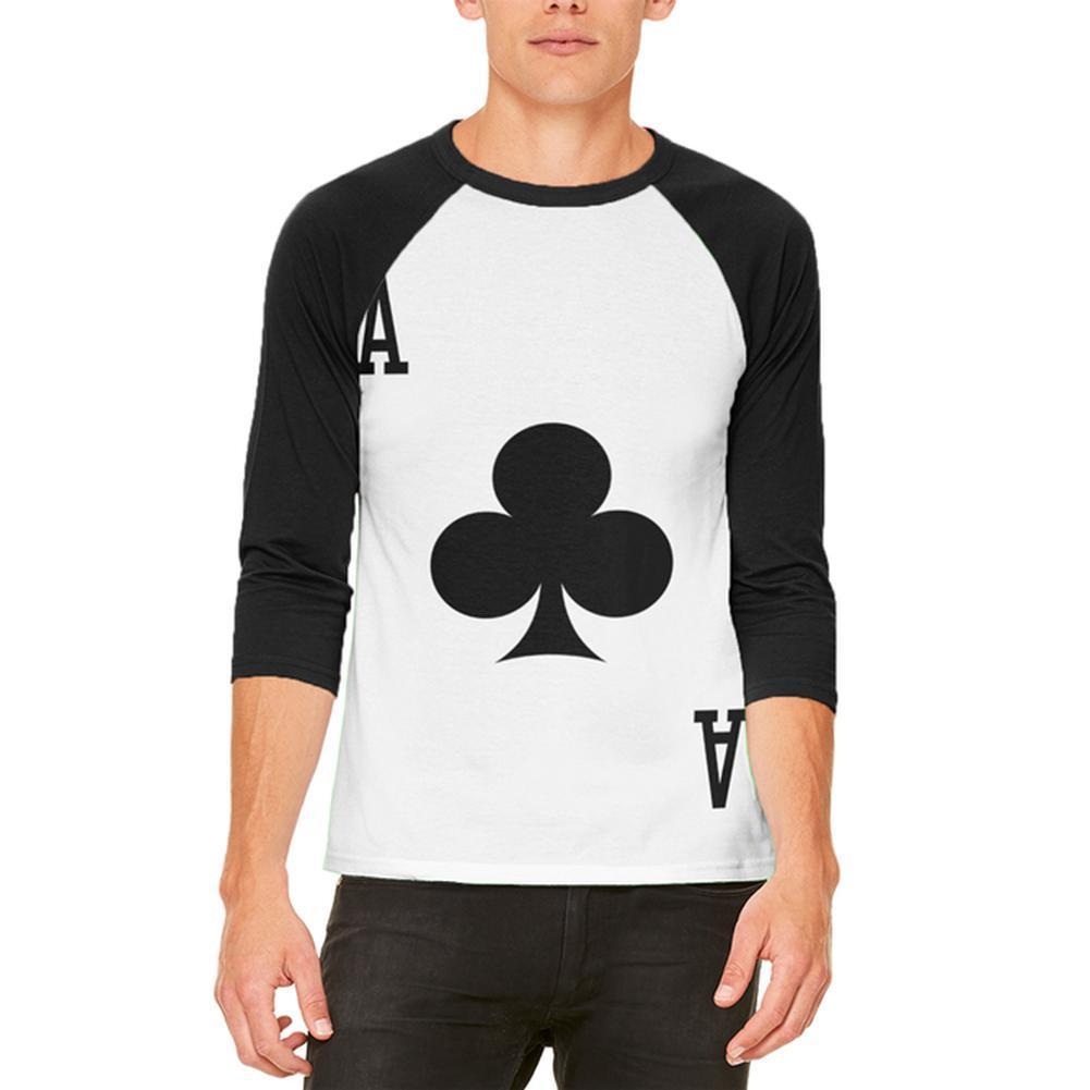 Halloween Ace of Clubs Card Soldier Costume Mens Raglan T Shirt