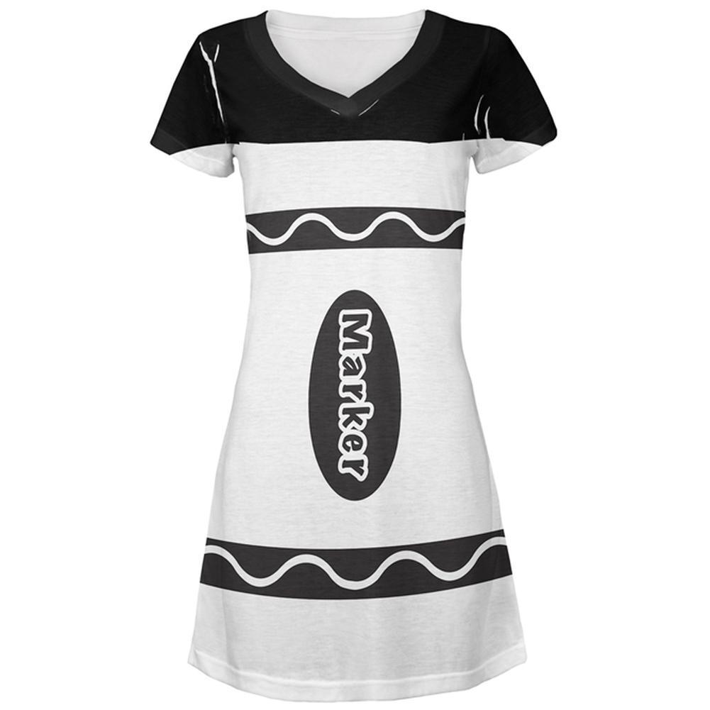 Halloween Marker Costume Black All Over Juniors Beach Cover-Up Dress
