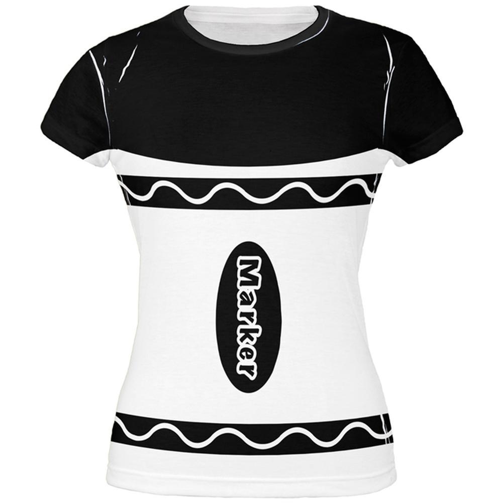 Halloween Marker Costume Black All Over Juniors T Shirt