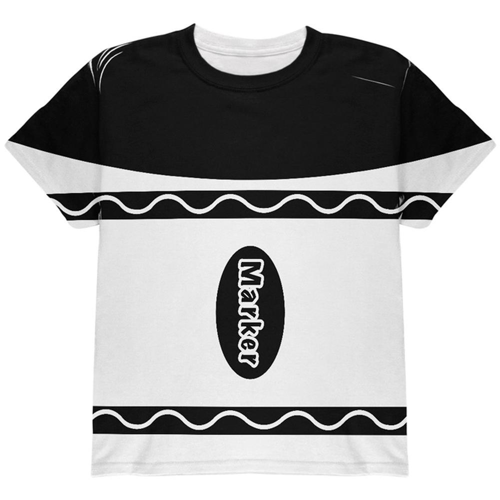 Halloween Marker Costume Black All Over Youth T Shirt