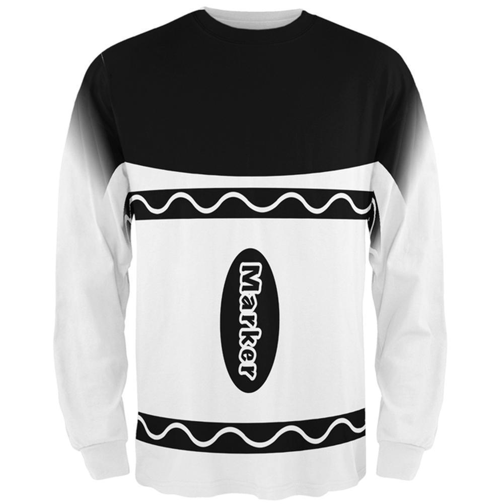 Halloween Marker Costume Black All Over Mens Long Sleeve T Shirt