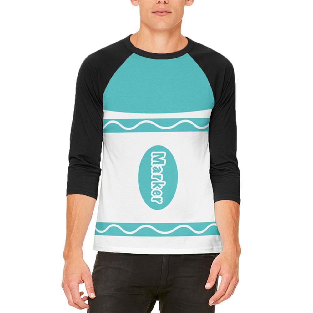 Halloween Marker Costume Aqua Blue Mens Raglan T Shirt