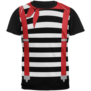 Halloween French Mime Costume All Over Mens Black Back T Shirt
