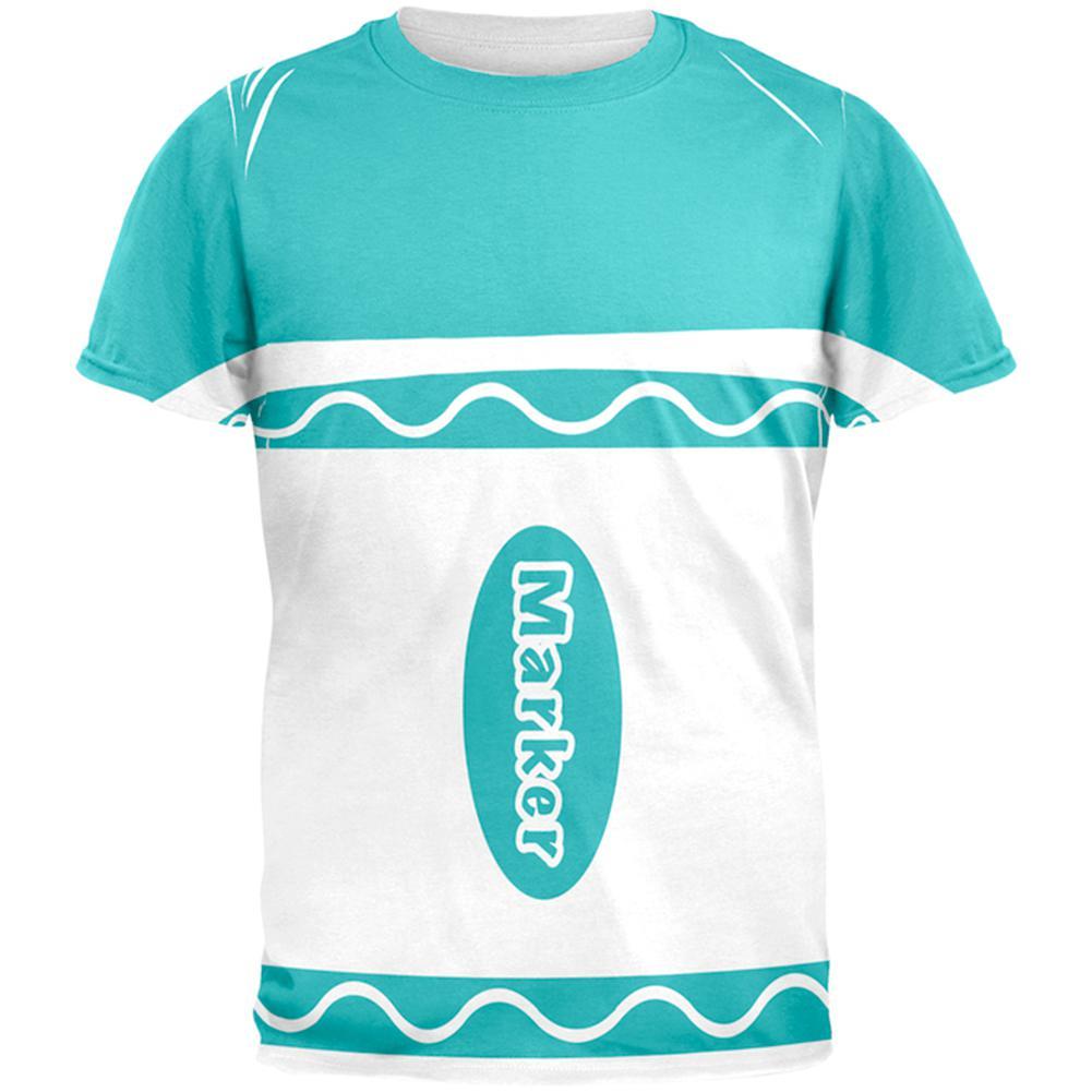 Halloween Marker Costume Aqua Blue All Over Mens T Shirt