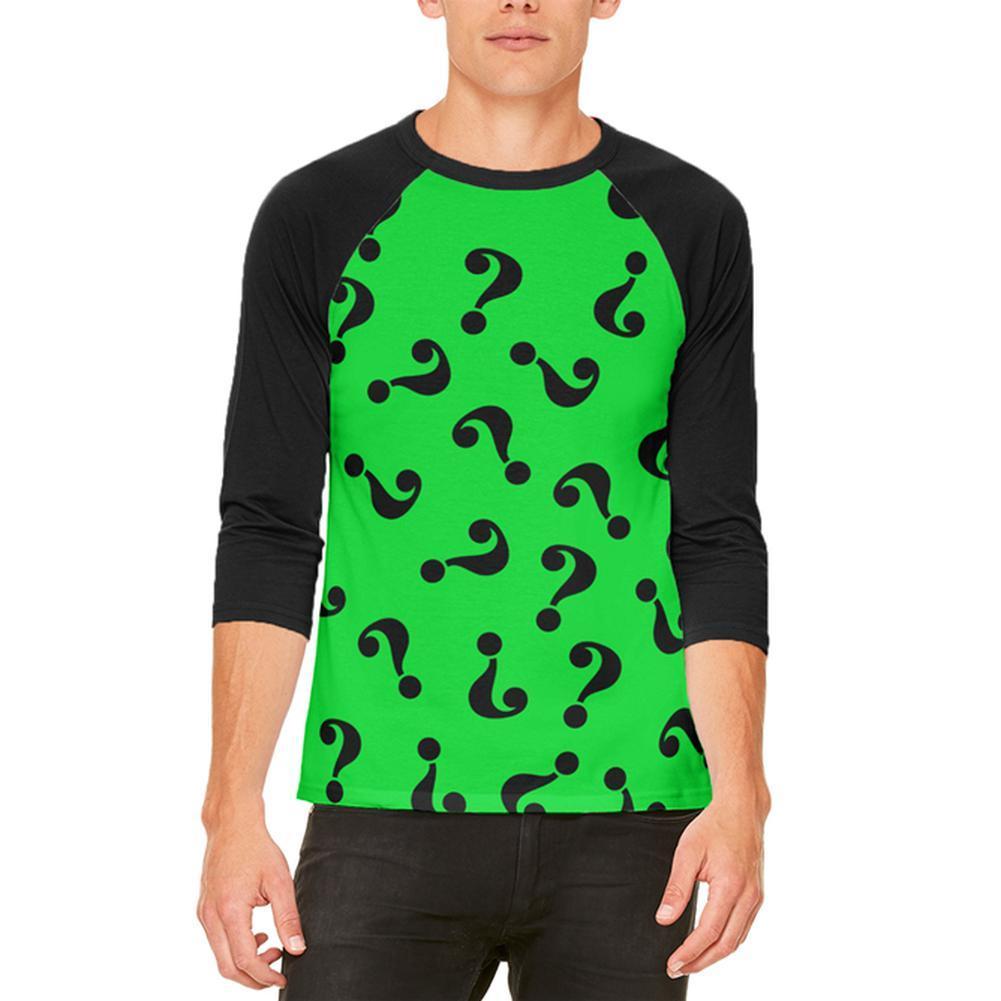 Halloween Riddle Me This Costume Mens Raglan T Shirt
