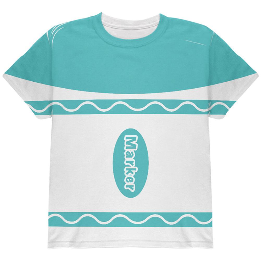 Halloween Marker Costume Aqua Blue All Over Youth T Shirt