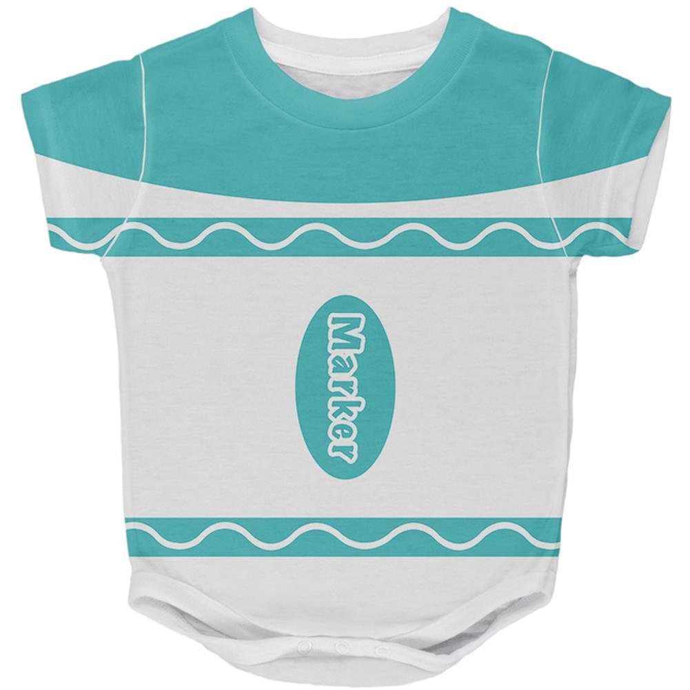 Halloween Marker Costume Aqua Blue All Over Baby One Piece