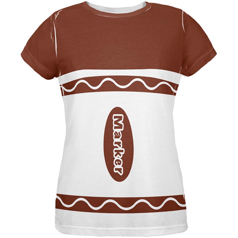 Halloween Marker Costume Brown All Over Womens T Shirt