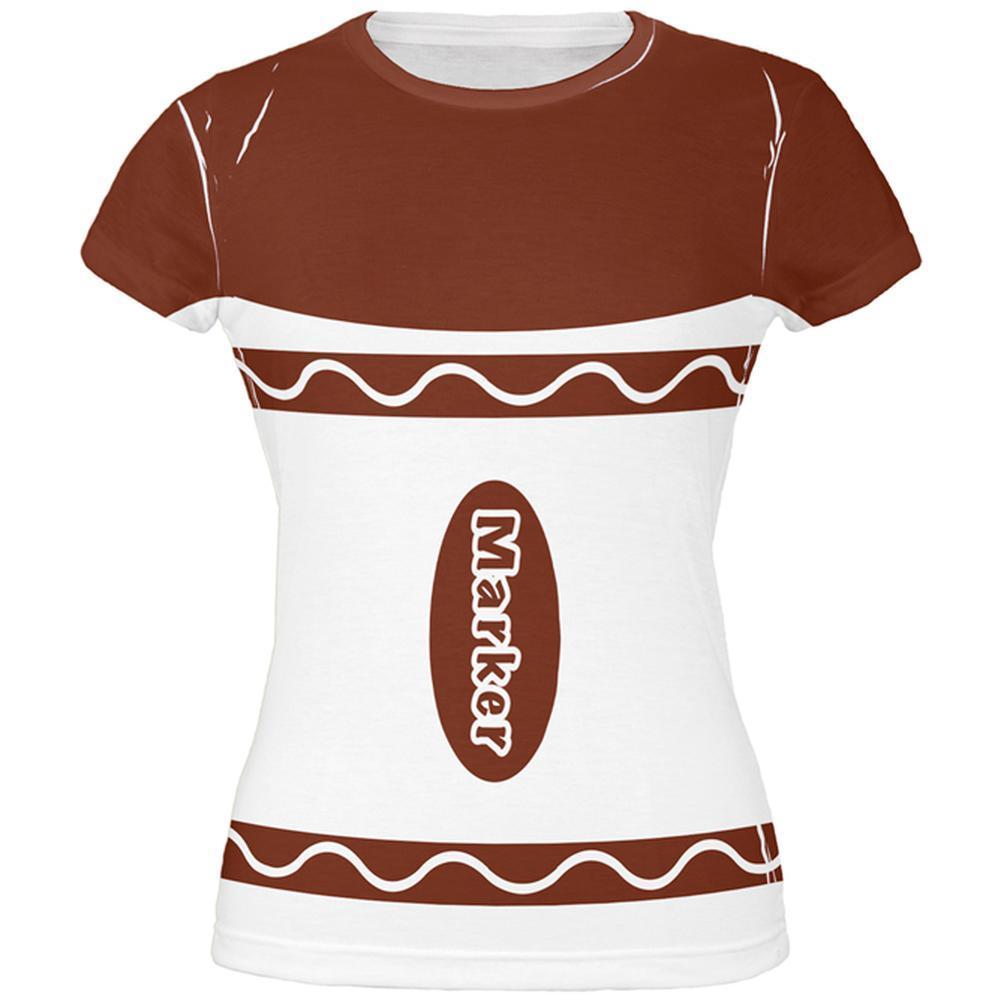 Halloween Marker Costume Brown All Over Juniors T Shirt