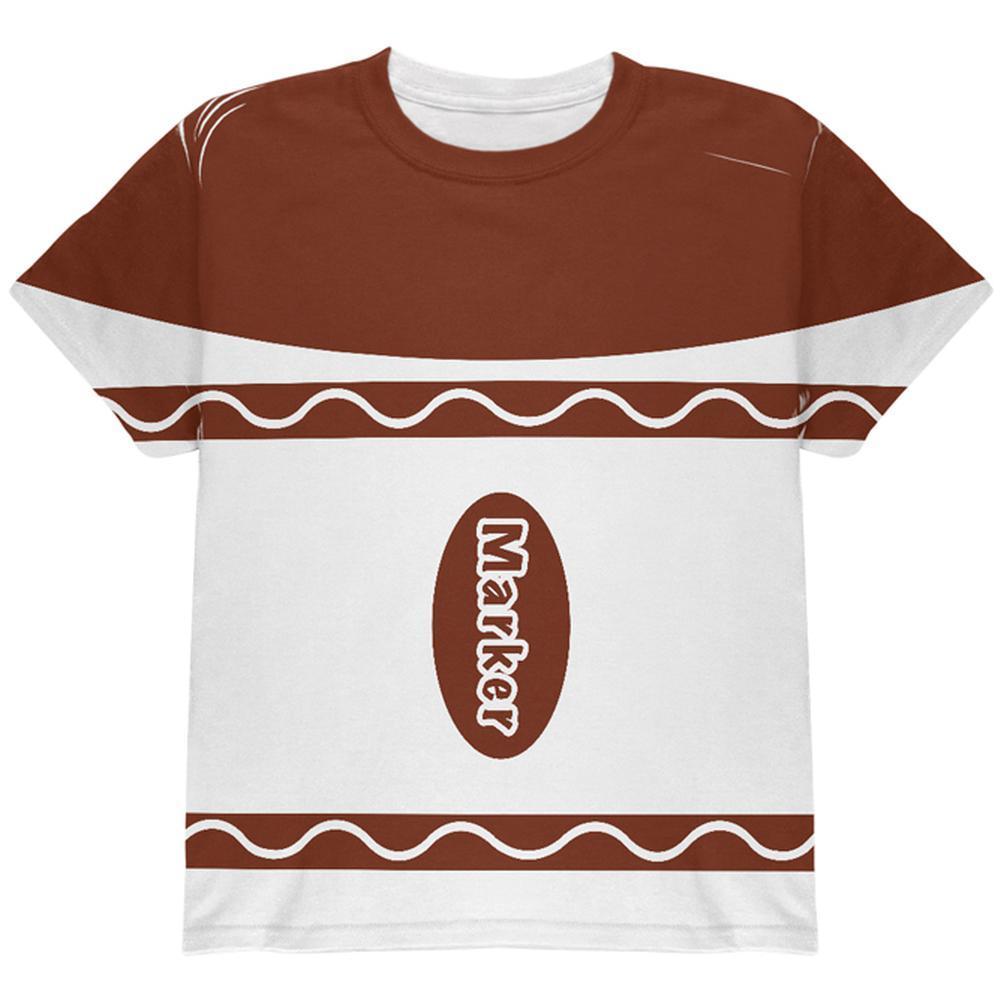 Halloween Marker Costume Brown All Over Youth T Shirt