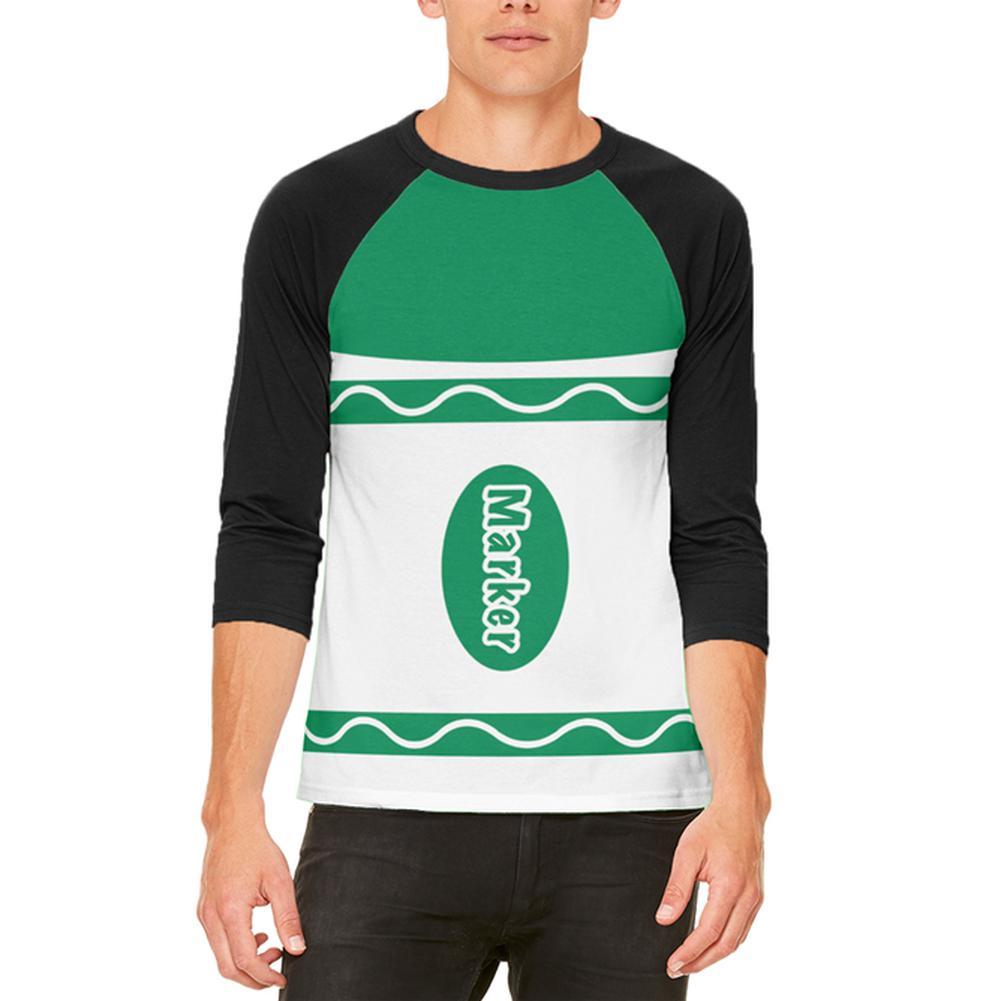 Halloween Marker Costume Green Mens Raglan T Shirt