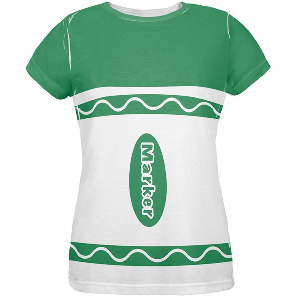 Halloween Marker Costume Green All Over Womens T Shirt