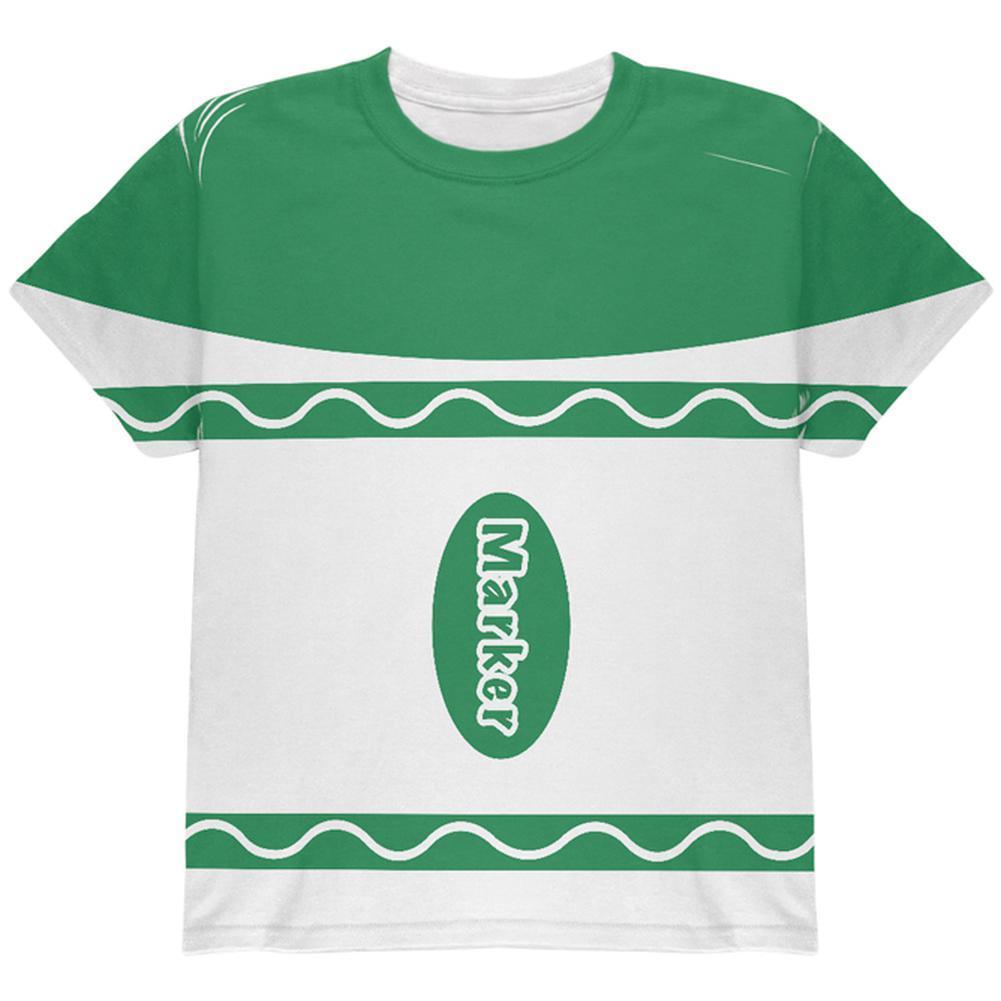 Halloween Marker Costume Green All Over Youth T Shirt