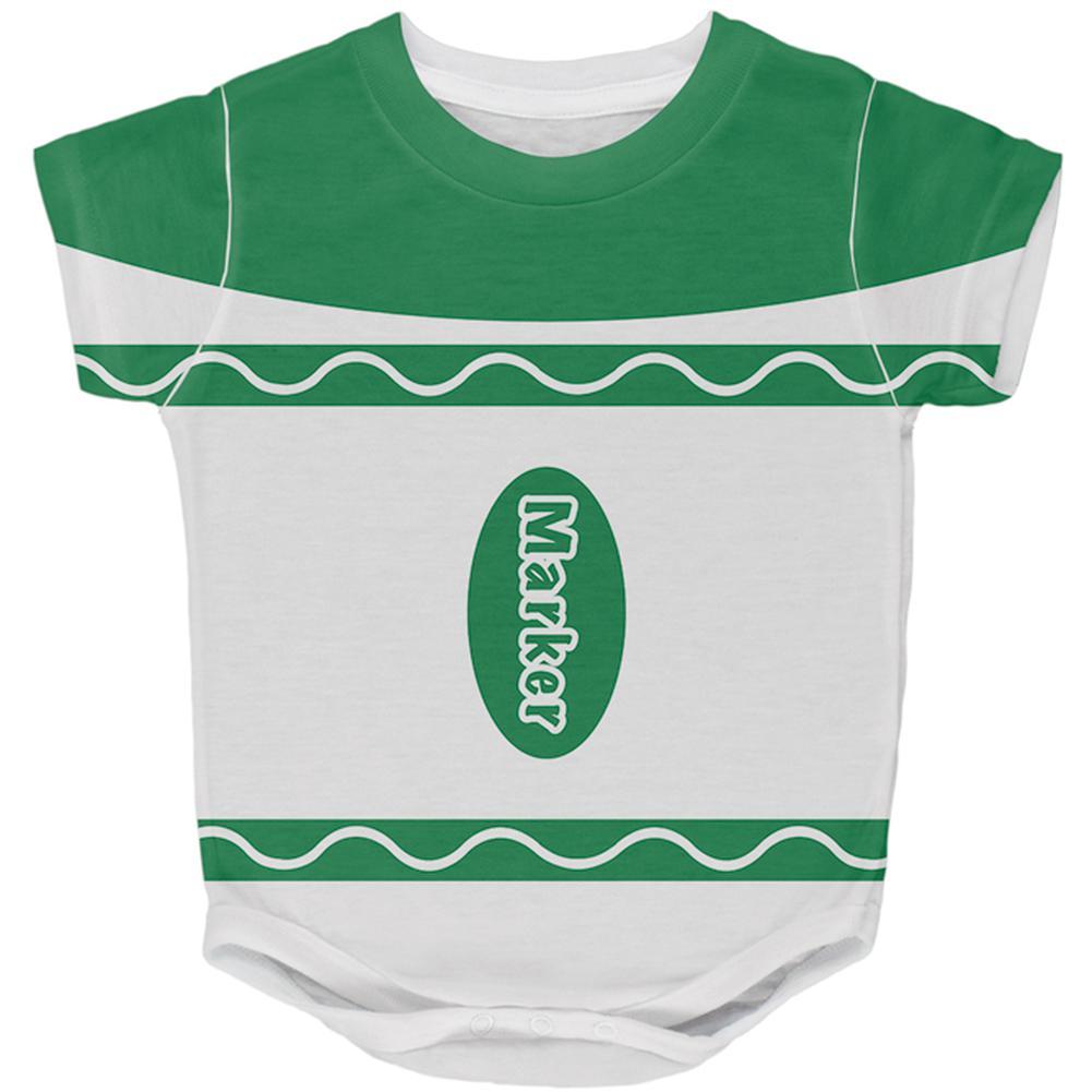 Halloween Marker Costume Green All Over Baby One Piece