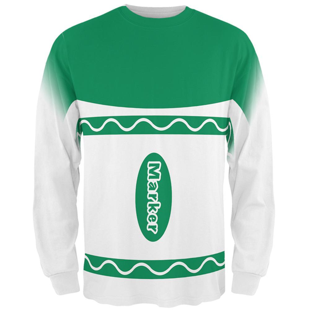 Halloween Marker Costume Green All Over Mens Long Sleeve T Shirt