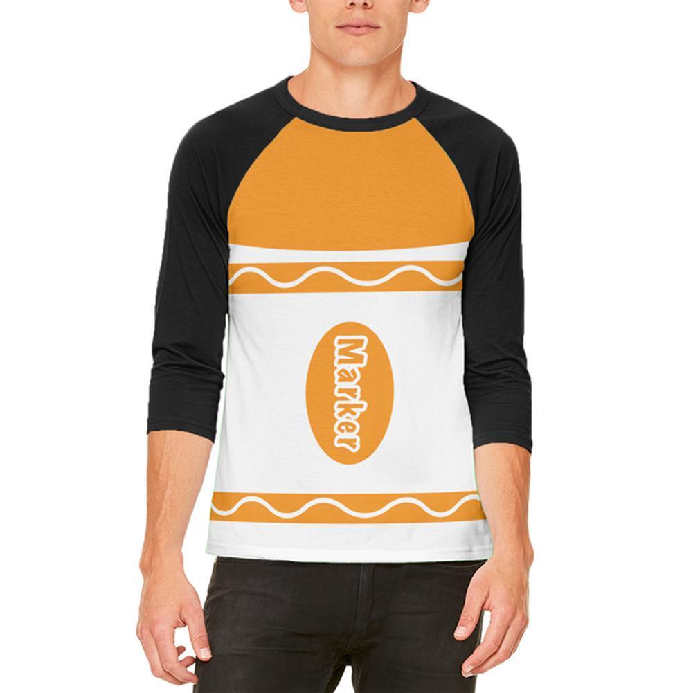 Halloween Marker Costume Orange Mens Raglan T Shirt