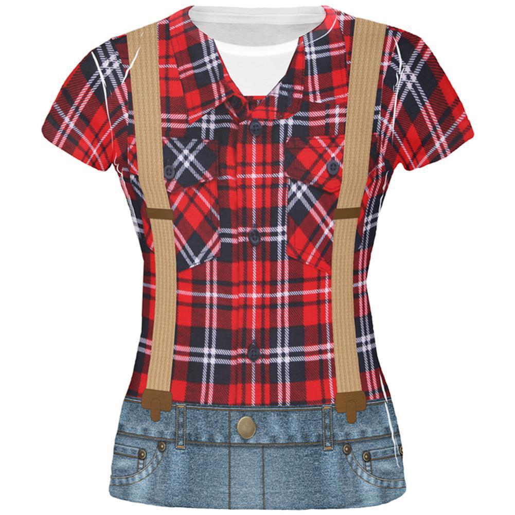 Halloween Lumberjack Costume All Over Juniors T Shirt