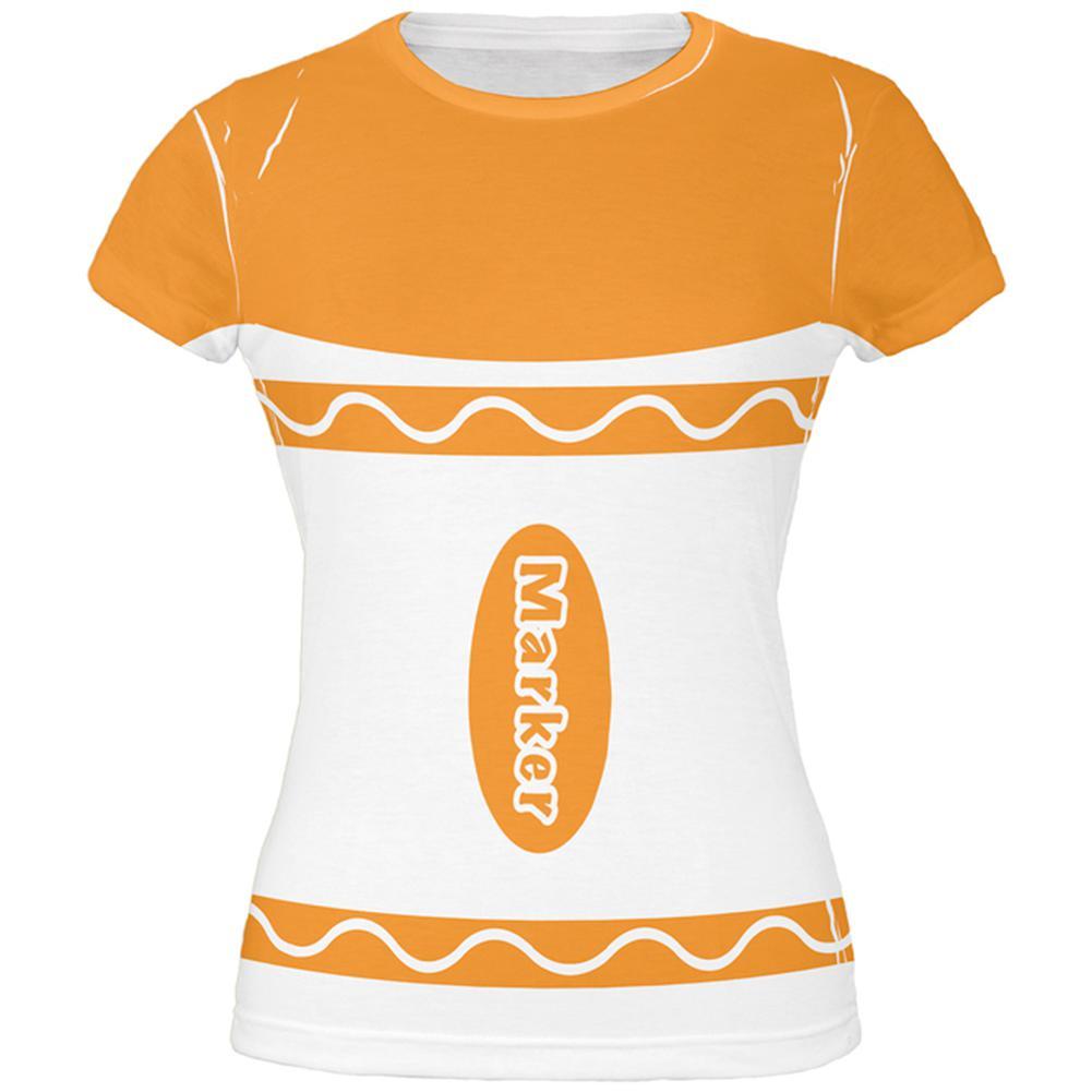 Halloween Marker Costume Orange All Over Juniors T Shirt