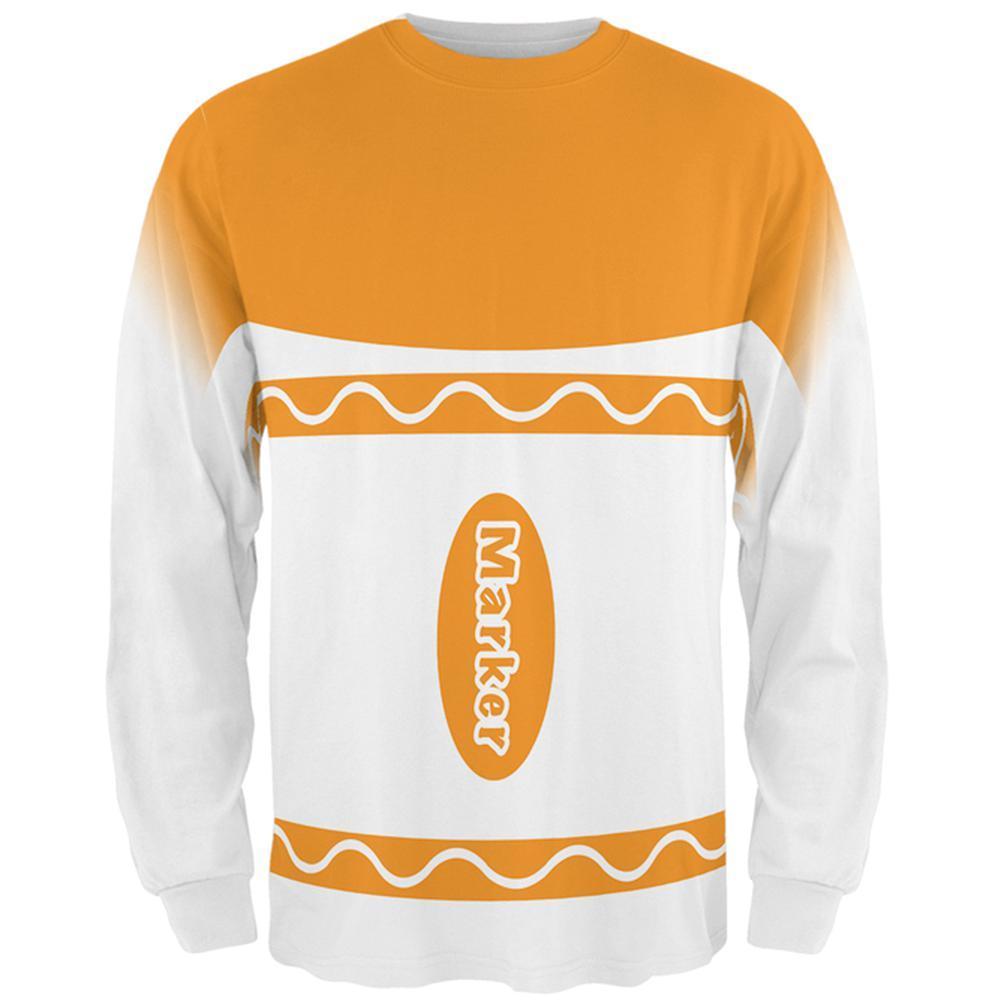 Halloween Marker Costume Orange All Over Mens Long Sleeve T Shirt