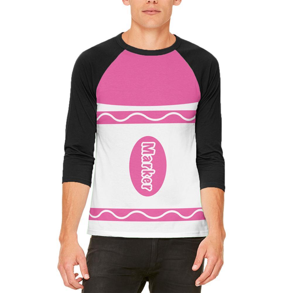 Halloween Marker Costume Pink Mens Raglan T Shirt