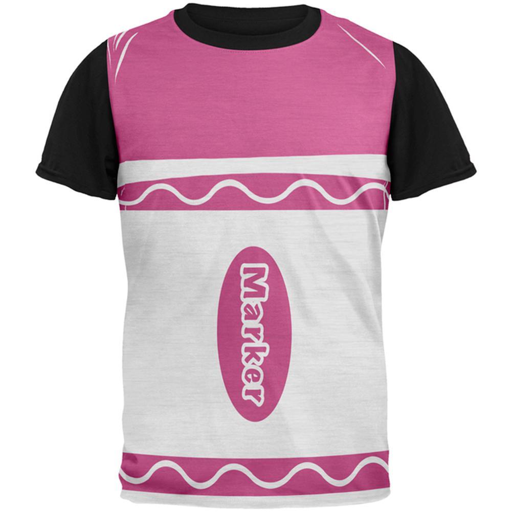 Halloween Marker Costume Pink All Over Mens Black Back T Shirt