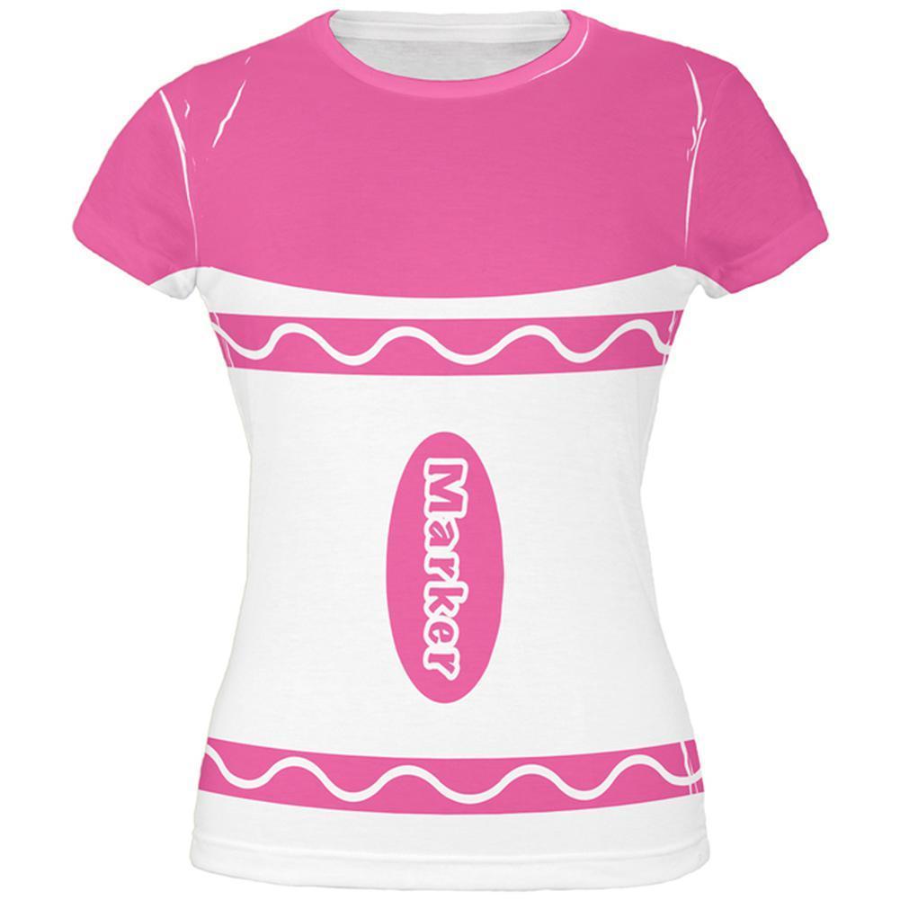 Halloween Marker Costume Pink All Over Juniors T Shirt